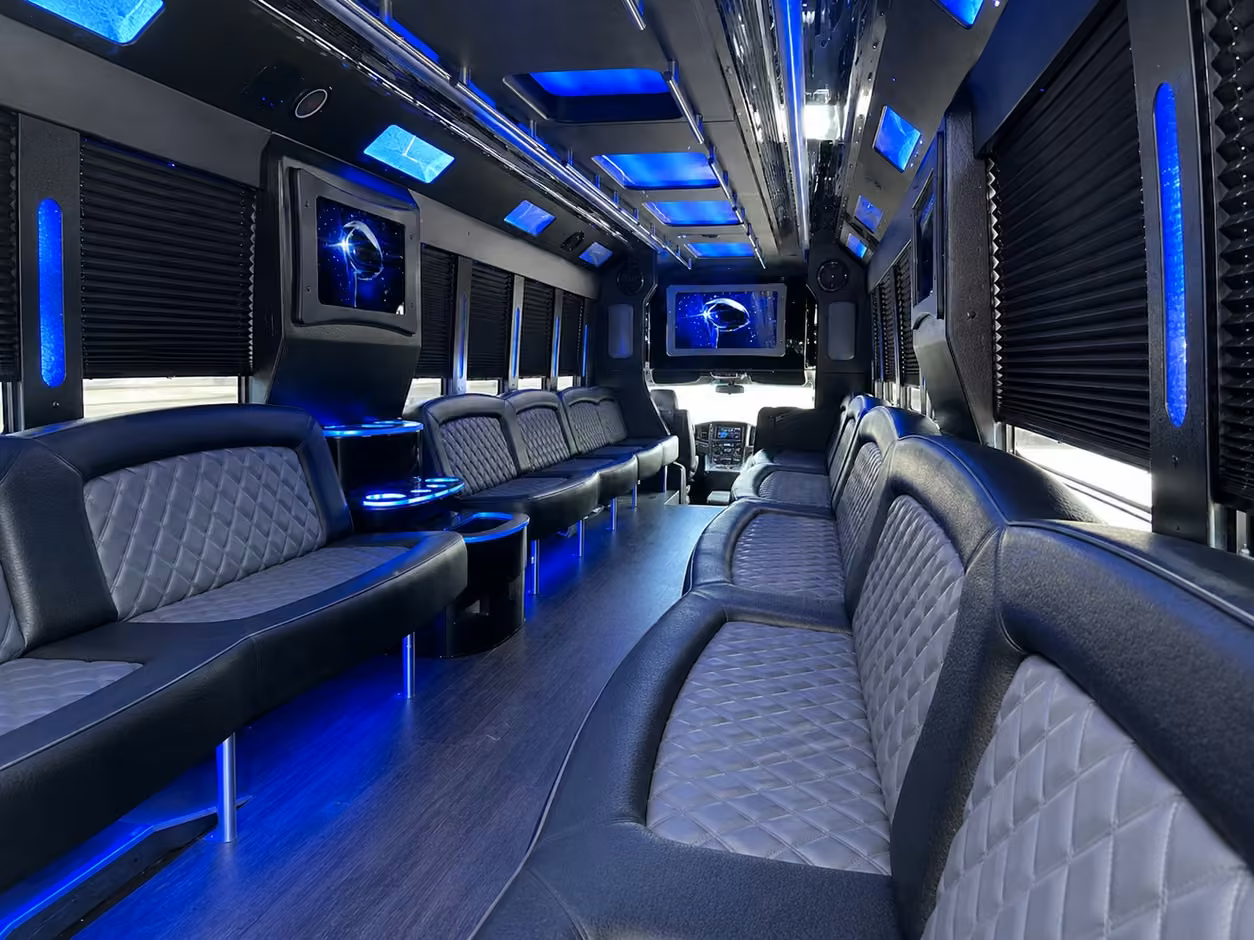 15 passenger party bus inside