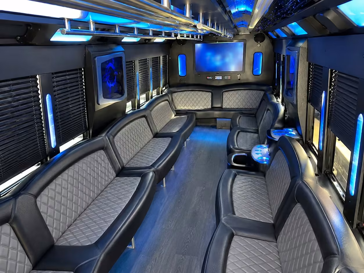 18 passenger party bus inside